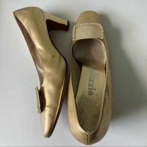 Vintage 60s metallic gold mod heels with rhinestones by palizzio size 8.5